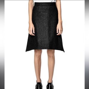 NWT Zadig & Voltaire Jour Black Sparkle Skirt Wool Size 34/ XS